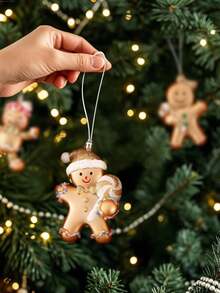 6 pièces Ensemble d'ornements de Noël en verre soufflé fait à la main - Style glamour, Père Noël, Bonhomme en pain d'épices, Designs d'arbres de fête, Pas d'électricité ou de plumes nécessaires pour la décoration de l'arbre de Noël