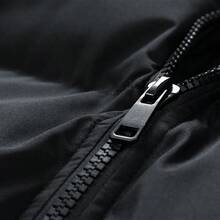男士纯色加大码加厚长袖羽绒服，1件装，秋冬季 - 黑色 - 查看 5