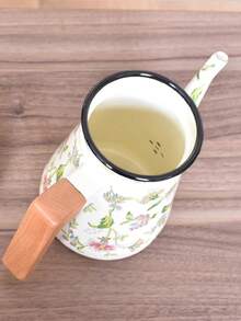 1pc 1.2L Enamel Coffee Pot, Floral Pattern Stovetop Teapot, Suitable For Gas & Electric Stove, Home & Outdoor Coffee/Tea Maker, Suitable For Household, Restaurant, Gatherings, Parties, All Seasons