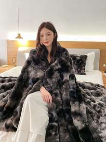 1pc Luxury Tie-Dye Faux Fur Blanket - Soft, Warm, Comfortable, Multipurpose, Suitable For All Seasons - Great For Bedroom, Guest Room, Living Room, Dorm, Car, Sofa, Travel And Outdoor Activities