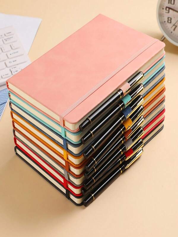 1pc A6 Hardcover Notebook With Bookmark Ribbon - Soft Cover Business Journal, School Supplies, Stationery, Back To School Essentials, Study Notepad