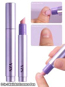 三合一角质层护理油笔，角质层推棒，陶瓷笔头，适用于倒刺、干燥和受损指甲的角质层护理，指甲角质层去除笔 - 紫色 - 查看 1