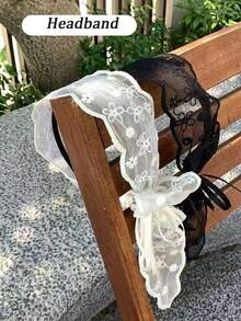 Lace Bow Ribbon Hair Hoop, Elegant Lace Bow Headband Hair Scarf ,High Crown Pressure Headband, Fairy Style Daily Wear Bow Accessories, Vintage Bohemian Style, Versatile Neck And Waist Accessory, Perfect For Fashionable Outfits Women Bandanas Winter Head Scarf