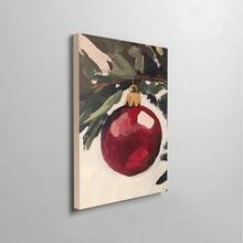 Half A Red Christmas Tree Ornament Print. Red Christmas Ornament. Printable Christmas Canvas Wall Art. Warm And Vintage Style Print. Warm And Festive Print Canvas Wall Art, Room Poster, Home Decor, Room Decor Aesthetic, Room Decor Supplies. Room Decor, Optional Frame - 2PCS - View 10