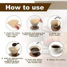 40pc Hand Brewed Coffee Filter Paper, Cone-Shaped Original Wood Pulp Funnel American Coffee Machine Drip Filter Paper 1-2/2-4 Servings Per Person