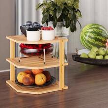3 Tier Corner Shelf, Dish Drying Rack, Plate Organizer, Kitchen Spice Rack Countertop And Cabinet - 1 Pc + Tự nhiên - Xem 6