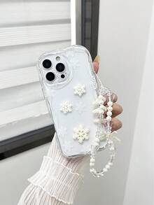 DIY奶油纹理波浪边亮油雪花雪人彩绘装饰防震手机壳，配手工串珠手链配件，兼容 17 Pro/17 Air/17/17 Pro Max/16/11/16 Pro/16 Plus/16 Pro Max/16 e/15 Pro Max/13/14/12/XS/XR/7G/8ung，Galaaomi兼容Redmi，国际版，非国内版 - 彩色 - 查看 2
