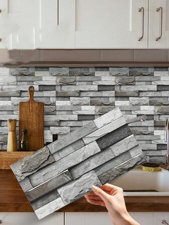 6/1pc Retro Marble Pattern Ceramic Tile Effect Peel And Stick Wall Decals, Art Backsplash, Waterproof Grease-Proof Self-Adhesive, Suitable For Smooth Texture Home Kitchen Walls, Cabinet Refurbishment, Faux Ceramic Tiles For Kitchen, Bathroom, Room Decor, Wall Decor, Kitchen Decor, Bathroom Decor Wallpaper Wall Paper Wall Stickers Wallpaper Peel And Stick