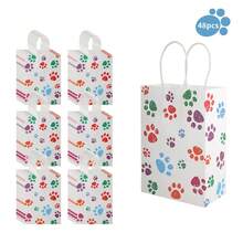 Colorful Puppy Dog Paw Gift Bags With Handles 8.6x3.15x6 Inch Kraft Paper Treat Bags For Pet Party Favors, Birthday & Festival Party Favors Gift - 白色 - 查看 7
