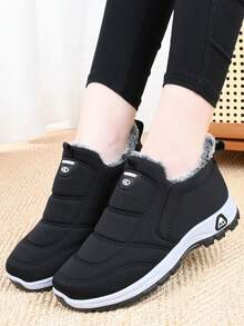 Women's Snow Boots Warm Short Boots Anti-Slip Waterproof Thermal Lined Thick Bottom Versatile Casual Black Winter Shoes