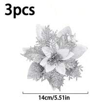 10/3/1/6pcs Artificial Red Poinsetta Flower Golden Silver Xmas Decoration Flowers Suitable For Christmas Party And Christmas Tree Decoration Diy Flower Wreath Decoration Atmosphere Decoration Opening Decoration Home Decor Christmas Decorations Room Decor