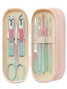 专业美甲美足护理套装，女士个人护理套装，足部护理套装（含耳垢清除器、指甲钳、美甲工具），男女通用旅行包，送亲朋好友及父母的礼物 - 彩色 - 查看 24