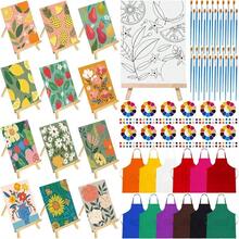 96 Pcs Flower Fruits Pre Drawn Canvas Kit Sip And Paint Set Adult Pre Printed Cute Canvas Sip And Paint Party Favor Virtual Party Gifts Painting - 彩色 - 查看 1