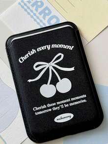 1 件简约 PU 皮革动物印花手机壳卡夹，磁性卡槽，适合所有型号，简约卡袋