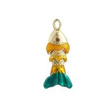 1pc Fashionable Colorful Enamel 3D Swinging Fish Pendant, Versatile DIY Bracelet, Necklace, Earring, Bag Charm Accessory