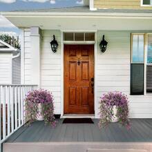 Artificial Fall Flowers Outdoor Fall Decoration, 2 Pcs Faux Hanging Flowers Outdoor Fall Decor, Resistant Look Real Faux Mums Silk Flower Outside Home Porch Patio Yard Balcony Planter