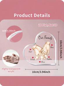 1pc Personalized Acrylic Family Member Hand Ornaments - Custom 3-6 Names Keepsakes, Desk Decorative Sign For Living Room, Bedroom And Office - Gift For Mom & Dad - Ideal Gift For Family On Mother'S Day, Father'S Day, Birthdays And Anniversary,Christmas Gifts, New Year Gifts.