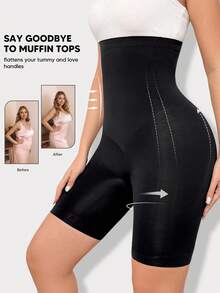 High Waist Tummy Control Short For Women, Butt Lifting, Slimming & Seamless Compression Shapewear, Perfect For Daily Wear, Workout & Under Dresses - Black - View 3