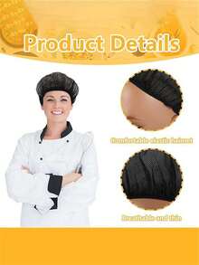 4 件套黑色发网，适用于餐饮服务，男女通用弹性厨师帽，可重复使用的厨房工作人员发网 - 彩色 - 查看 3