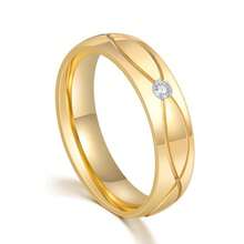 1 pieza Anillo de pareja minimalista con circonita cúbica redonda y rayas, joyería de acero inoxidable, regalo romántico de boda, compromiso, San Valentín o cita, accesorio diario