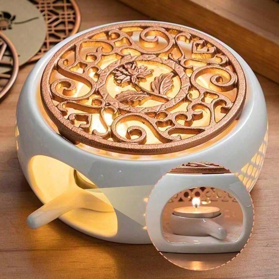 蜡烛茶壶加热器，带铁垫的陶瓷茶壶加热器，咖啡茶加热器，玻璃茶壶，不锈钢茶壶，陶瓷茶壶等