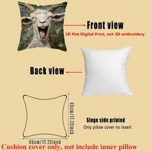 1 pieza Funda de cojín de terciopelo de poliéster melocotón con estampado de burro sonriente de acuarela caprichosa, sin bordado, estilo rústico, con cremallera, lavable a máquina, para decoración de sofá y cama, sin relleno, 45x45cm