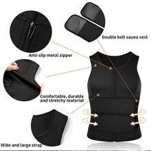1Pc Men Sauna Effect Sport Suit ,Men Waist Trainer Neoprene Sweat Vest Body Shaper ,Men Waist Trimmer Belt Workout Tank Tops For Runnging Fitness GYM,Menswear Undershirt For All Seasons - Đai Đen-Một - Xem 4