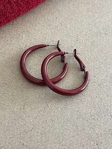 1 Pair Vintage Red Square & Round Dangle Earrings, Suitable For Women To Wear On Vacation, Parties, Dates, Birthdays, Mother's Day Gifts