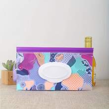 1 Pcs Reusable Travel Wipe Dispenser Bag – Bohemian Style Portable Wipe Case – Refillable Wet Wipe Pouch, Ideal For On-The-Go Use - Violet - 查看 9