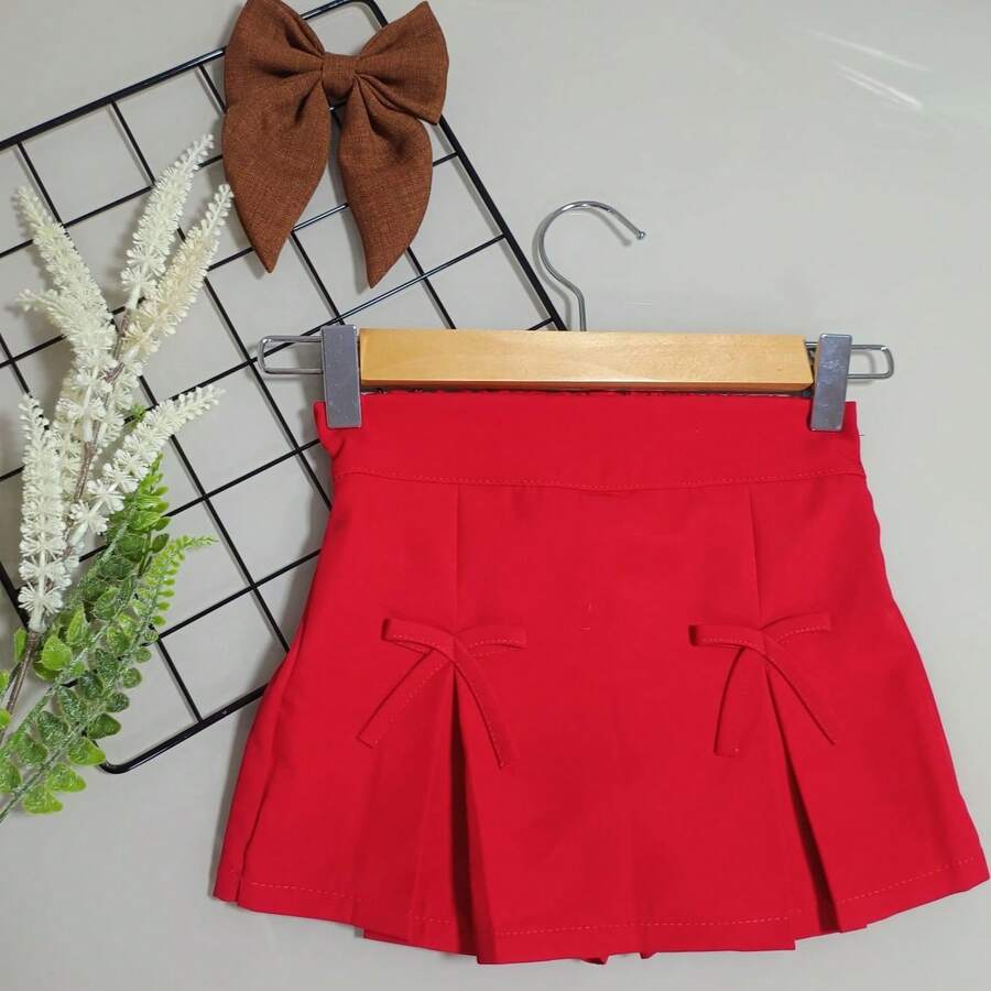 Shorts Saia Alfaiataria Lacinho Meninas - Vermelho - Visão 1