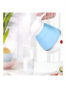 Hervidor Tetera Eléctrica Portatil Viaje Plegable Silicona Tipo Cafetera Estilo Jarra De Grado Alimenticio Calentador 6 Minutos Agua Caliente Rapida Ahorra Espacio Liviana Ligera Moderna Ideal Para Cualquier Lugar Casa Oficina Escuela Vacaciones - Celeste - Ver 3