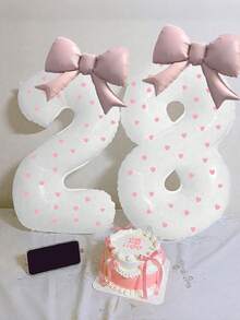 套装包含：1 个 40 英寸白色数字铝箔气球、1 卷心形贴纸 + 胶水，适用于婚礼、生日、周年纪念、毕业典礼、夏季派对装饰。 - 彩色 - 查看 2