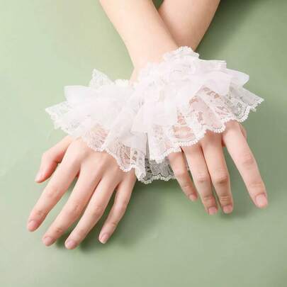 1pc Women's Lolita Multilayer Lace Cuff Sleeve, Suitable For Academy Performance, Dance, Arm Cover, Wrist Sleeve