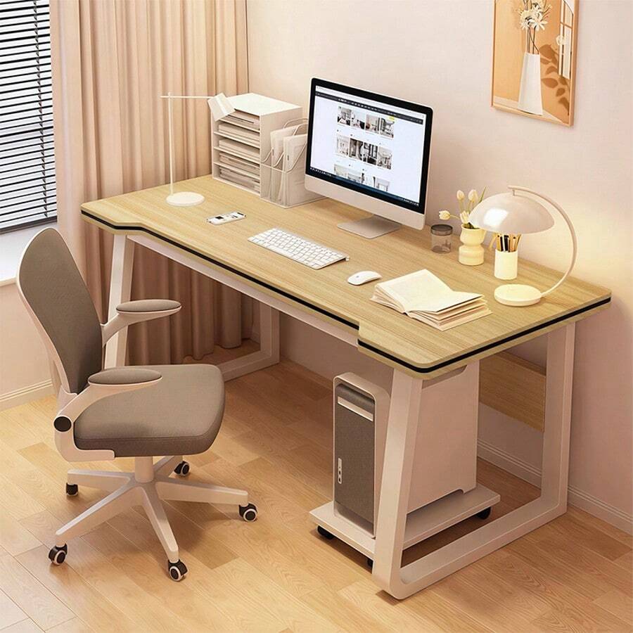 Computer Desk Desktop Gaming Desk Rectangular Desk Student Home Writing Desk Simple Rental House Gaming Table - Wood Color - View 1