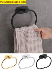 1 Stück Handtuchring ohne Bohren, ovale Form, 201 Edelstahl, 20 cm stilvoller Handtuchhalter für Badezimmer & Küche, in Schwarz, Silber und Gold erhältlich, Handtuchhalter, Badezimmer Accessoires, Klebetuchhalter, Wandmontierter Handtuchhalter, Badezimmer Aufbewahrung, Handtuchhaken, Handtuchhalter, Badezimmerregal, Badezimmermöbel, Toilette