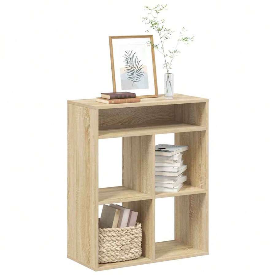 Libreria Larryhot in rovere Sonoma 66x31x80 cm Legno ingegnerizzato, resistente e durevole, facile da montare, stile decorativo, adattA, Per riporre soprammobili, statuette, libri, piccoli oggetti, ecc. - Castano - Visualizzare 1