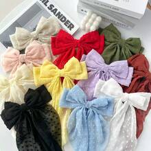 11个/1个雪纺蝴蝶结发夹，清新大蝴蝶结发卡，时尚发饰，适合上学、秋季休闲发型装饰，也适合女孩、旅行、生日等场合。 - 彩色 - 查看 12
