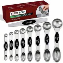 Magnetic Measuring Spoons Set Of 9 Stainless Steel Dual-Sided Stackable Measuring Spoon Nesting Teaspoons Measuring Dry And Liquid Ingredients, Fits In Spice Jars Set Of 9 (Black)