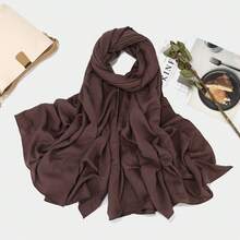 1pc Women's Classic Retro Solid Color Crinkle Breathable Soft Headscarf, Ladies' Versatile All-Season Fashion Headwrap, Multi-Functional Outdoor Windproof, Decorative Elegant Scarf, Shawl