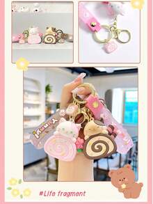 New Cute Cat Cake Roll Cartoon Keychain, Adorable Plush Doll Keyring For Car, Backpack, Small Gift