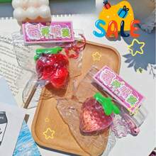 1 件果冻猫软玩具柔软 Q 弹性不粘感官坐立不安软 Taba 软油亮大草莓软玩具，硅胶质地高品质手工制作减压食品玩具，DIY 新款透明粉色草莓奶油浇头 - 彩色 - 查看 11