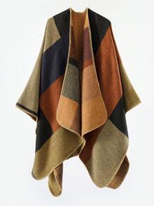 1 chiếc khăn choàng Poncho kẻ caro nhiều màu thời trang đa năng dành cho nữ, thích hợp sử dụng trong nhà có điều hòa và ngoài trời để mặc khi đi tiệc - Nghệ - Xem 1