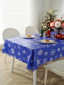 Obrus z tworzywa sztucznego PVC, ozdobiony płatkami śniegu, bałwanami i wzorami Świętego Mikołaja na Boże Narodzenie, odpowiedni do dekoracji blatu kuchennego w okresie Bożego Narodzenia, w 100% wodoodporny, odporny na olej i łatwy do czyszczenia