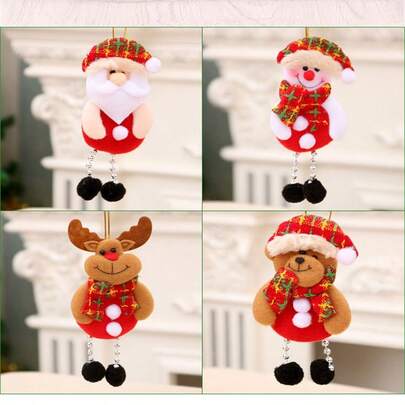 17*8cm Christmas Fabric Hanging Decor, Santa Claus, Reindeer, Snowman Holiday Decoration, Christmas Tree Ornament, Christmas Party Supplies