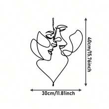 1PC Abstract Couple Face Line Wall Art, Lovers Face Lines Modern Black Metal Wall Home Decor Hanging Wall Art For Home Decoration, Bedroom, Dinner Room, Bathroom Living Room,3 Sizes Available