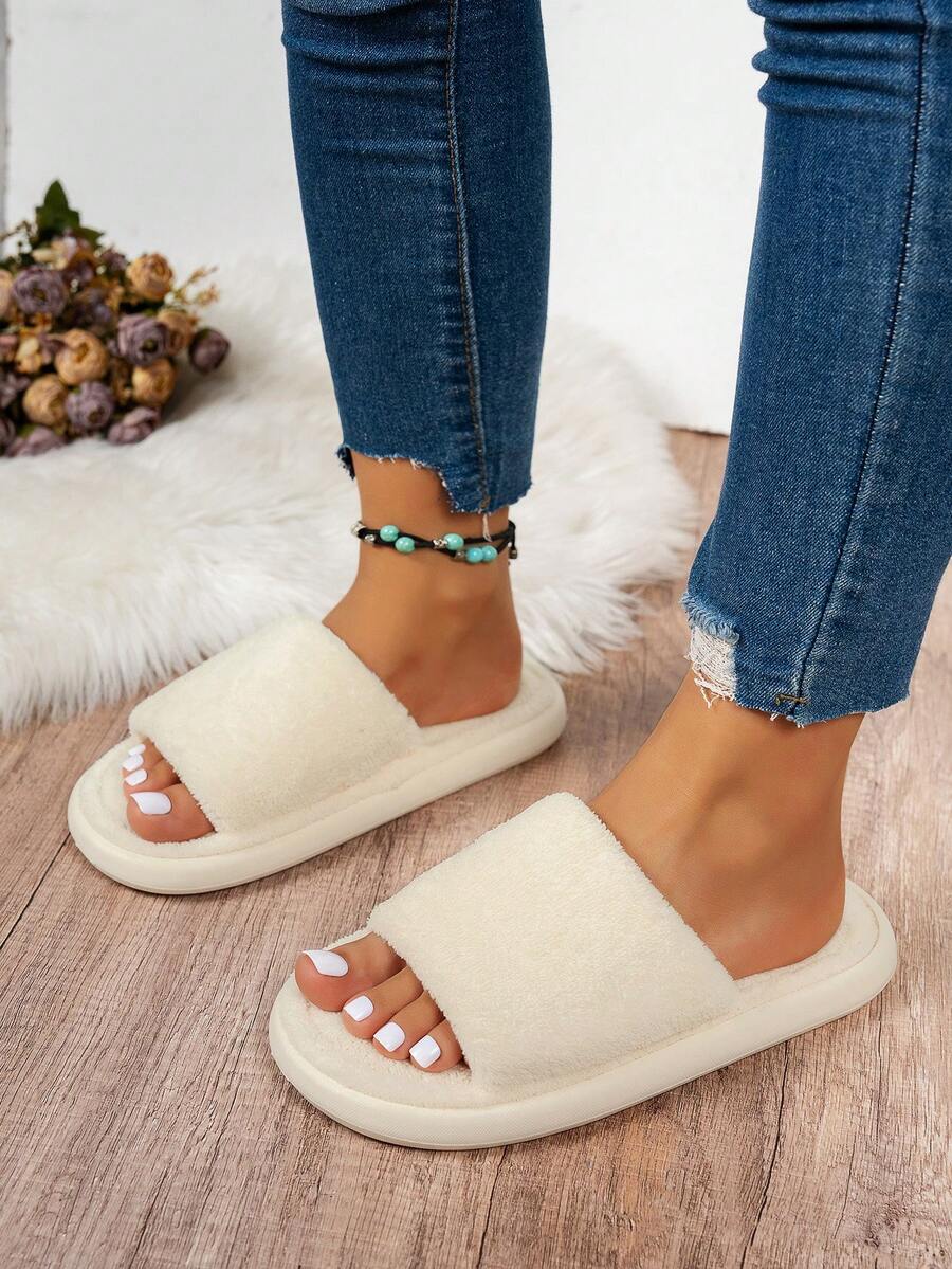 Sandales pliables légères de mode blanches pour femmes, convenant pour le port intérieur et extérieur, semelle en EVA de couleur unie, automne/hiver