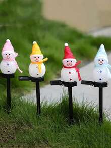 1 件冬季太阳能圣诞雪人灯，户外防水 LED 圣诞雪人木柱装饰景观灯，适合新年假期圣诞节万圣节家居装饰步行道后院草坪门廊小路街道门廊甲板露台树篱家庭晚餐婚礼生日派对装饰 - 彩色 - 查看 6