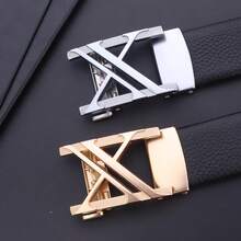 Men Belt Belt Metal Alloy Automatic Buckle Brand Luxury Design Waist Belts For Men Strap Male - 黑色 - 查看 7