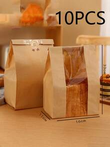 1/5/10 Stücke Toastbeutel Brotpapier Tüte (mit Aufklebern), Halloween, kleine/mittlere/große Papierbrottüte mit Fenster, Backzutaten Verpackungsmaterial, Etikett Siegelaufkleber für Backwaren Verpackung und Lagerung, Haushaltsbedarf - Verschiedenfarbig - Übersicht 12