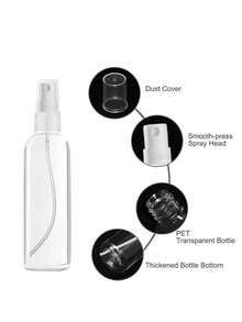 4个/1个旅行喷雾瓶 - 喷雾细腻，防漏，可重复使用塑料容器，适用于化妆品、精油、洗发水、洗手液和防晒霜，低致敏性，不含PVC，透明外包装，配白色泵头和喷嘴，是旅行和居家使用的理想之选，旅行乳液瓶 - 無色 - 查看 6